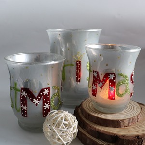 Lámpara de Viento con Diseño Navideño, Forma de Tambor, Cristal con Puntas Plateadas, Exterior Blanco - Product Image 6