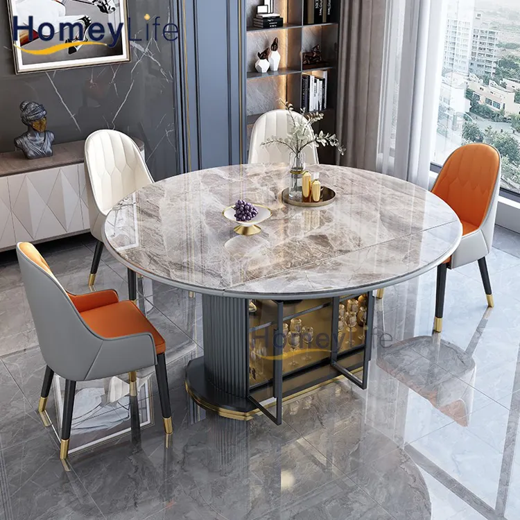 Tavolo da pranzo e sedie tavolo da pranzo di lusso con struttura in acciaio inossidabile Set tavolo da pranzo moderno in marmo set da soggiorno