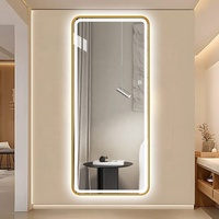 Miroir LED intelligent en verre avec cadre en aluminium/fer, durable, résistant à l'eau, installation murale/autonome pour usage domestique et commercial