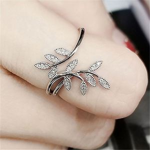 New Design Leaves Diamond <b>Adjustable</b> <b>Ring</b> Cubic Zircon CZ Micro Paved Olive Branch Opening <b>Ring</b> for Women - Product Image 4