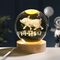 Mode boule de cristal veilleuse Animal décor bureau astronomie système solaire modèle décorations lune bois massif Transparent