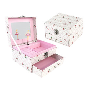 Caja de Música de Bailarina Personalizable al por Mayor, de Gran Venta, Caja de Almacenamiento Musical de 2 Capas con Espejo y Cajón para Niñas - Product Image 1