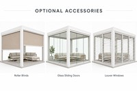 Pergola motorisée à lames orientables avec capteur de pluie, LED, étanche, écologique, personnalisable, en aluminium thermolaqué, pour jardin et terrasse, OEM