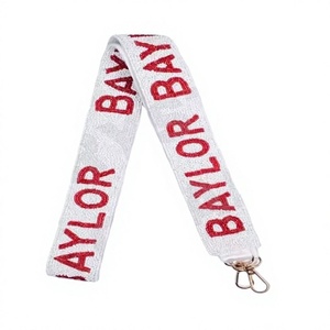 CRYSTAL CRAFT Vintage Eco-Friendly Beaded Strap <b>Red</b> Embroidered Text Hook Fashionable <b>Handbag</b> Accessory - Product Image 1
