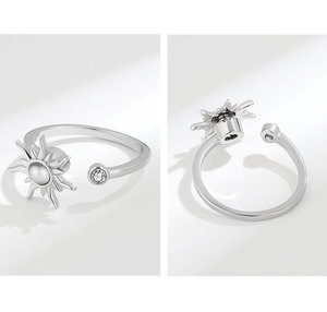 Xoay mặt trời <span class=keywords><strong>Opal</strong></span> nhẫn cho phụ nữ thép không gỉ Retro mở quyến rũ có thể điều chỉnh mở nhẫn trang sức người bạn tốt nhất món quà BIJOUX Femme - Product Image 6