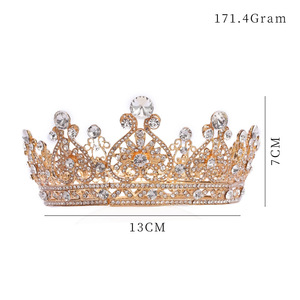 Nouvelle Couronne de Luxe Rétro Euro-Américaine pour Concours de Beauté, Style Baroque, avec Cristaux et Diamants, Grande Tiare Circulaire, Finition Soignée - Product Image 5