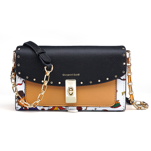 Sac messager de luxe en cuir véritable <span class=keywords><strong>GIOVANNI</strong></span> GUIDI, petit sac bandoulière antivol avec bandoulière en chaîne métallique détachable - Product Image 2