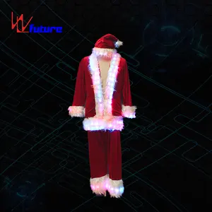 LED Santa Claus Clothes for Christmas Color Changing rave clothes performance wear LED Suits Christmas costumes festival