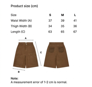 Short en jean marron avec patchs, look streetwear tendance, style décontracté pour tous les jours - Product Image 5