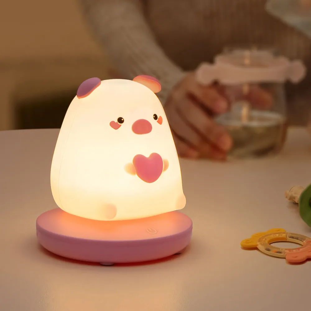 아기와 어린이를위한 터치 컨트롤 만화 USB 충전식 실리콘 야간 조명과 귀여운 수면 야간 램프