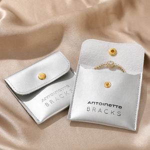 Pochette à bijoux en microfibre de luxe avec logo personnalisé, boîte à bijoux exquise pour bagues et boucles d'oreilles, ensemble d'enveloppes pour emballage - Product Image 4