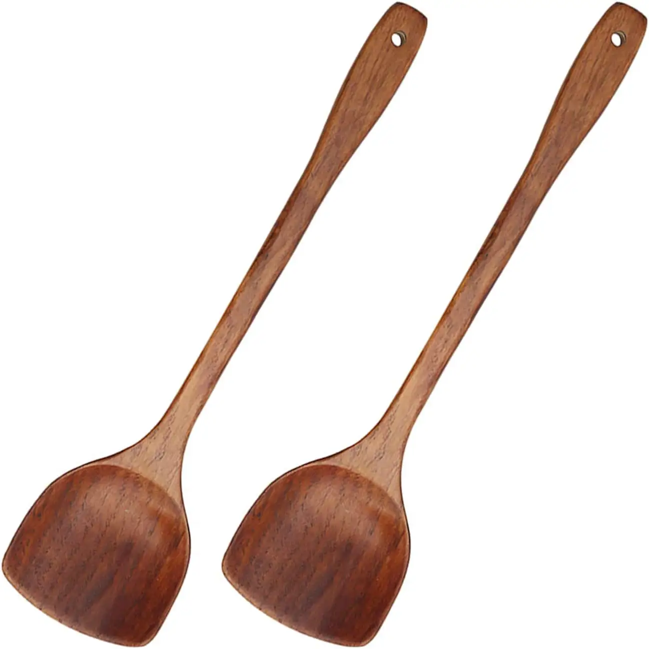 Espátula de madera todo en uno, utensilios de cocina antiadherentes de madera dura duraderos para mezclar y cocinar, 2 piezas