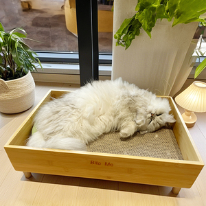 Cama para gatos de madera maciza de primera calidad, caja de arena para gatos de madera con diseño cómodo para gatos de interior en dormitorios y salas de estar - Product Image 4