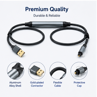 Câble convertisseur audio numérique optique USB TOSLINK SPDIF avec puce DAC intégrée, blindage PVC, Plug & Play pour PC, PS5, barre de son, récepteur AV