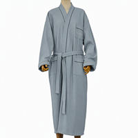 Peignoir de bain en coton gaufré durable et personnalisé pour hôtel et spa, avec col kimono, robe de chambre confortable pour femme, manches longues
