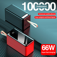 Neue 100000mAh Hochkapazitäts-Powerbank mit Spiegel, Schnellladung, Integriertem Kabel, Zwei-Wege-PD22.5W Multi-Port-Ladegerät und LED