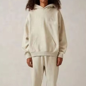 Sweat-shirt à capuche oversize pour homme en molleton de coton 380 g/m², gris clair, uni, de qualité supérieure, lourd, directement de l'usine - Product Image 4