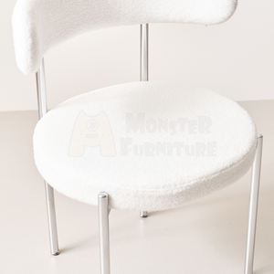 Chaise Rami, chaise de restaurant ergonomique et confortable, chaise de salle à manger empilable commerciale, revêtement en bouclette douce, montage sans outil - Product Image 4