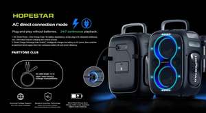 Enceinte portable extérieure Hopestar-partyone <span class=keywords><strong>Club</strong></span> 650W haute puissance avec subwoofer sans fil et double microphone sans fil - Product Image 6