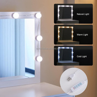 Ensemble de coiffeuse moderne en bois avec miroir éclairé et tabouret, LED à luminosité réglable, 5 tiroirs