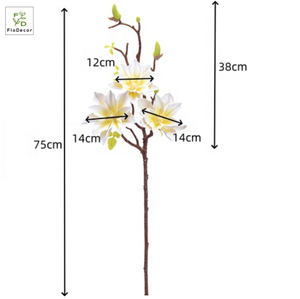 Fleurs artificielles de <span class=keywords><strong>magnolia</strong></span> style chinois à 3 têtes de 75 cm, magnolias étoile porte-bonheur pour la décoration orientale de la maison, des mariages et des centres de table - Product Image 2