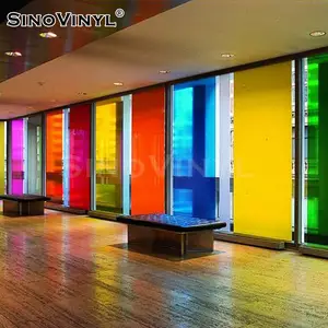 SINOVINYL Colored Window Glass Film Self Adhesive PET Material Building Window Glass Rainbow Film