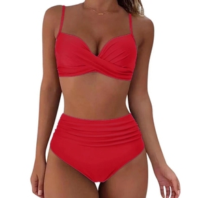 Bikini Vintage de cintura alta para mujer, ropa de playa estampada de verano, traje de baño femenino, ropa de baño para nadar - Product Image 3