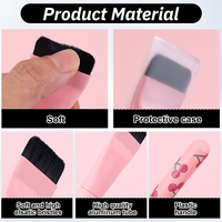 Pinceau Fond de Teint Plat à Une Seule Mouvement, Motif Cerise, Manche en Plastique, Correcteur Sans Trace, Ultra-Fin en Nylon pour Débutants