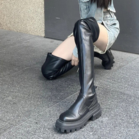 Botas De Dama à la mode talon haut Denim 6CM talon haut plate-forme épaisse sur le genou cuissardes pour les femmes