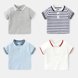 2024 Summer Boys Polo Shirts For Baby Short Sleeve Lapel Cotton Girls Toddler Tops T-shirts Kids Active Shirts Clothes 0-4Years