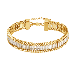 <span class=keywords><strong>Bracelet</strong></span> en acier inoxydable pour femme Design <span class=keywords><strong>serpent</strong></span> tissé haut de gamme avec zircon carré blanc - Product Image 1