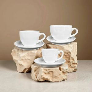 แก้วกาแฟสไตล์ยุโรปพร้อมจานรอง 90-500 มล. พอร์ซเลนสีขาวบริสุทธิ์ สำหรับใช้ในโรงแรมและร้านอาหาร - Product Image 3