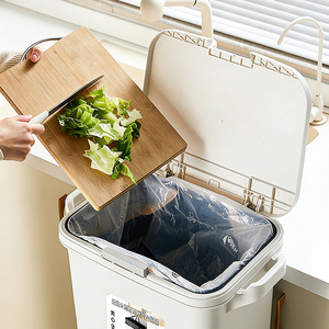 Bidone della <span class=keywords><strong>Spazzatura</strong></span> in Plastica a Tre Livelli <span class=keywords><strong>Salvaspazio</strong></span> Grande Capacità per Cucina Riciclabile Contenitore per Rifiuti - Product Image 2