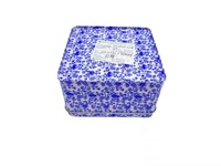 Boîte à bonbons emballage vide en étain boîte à thé en étain boîte à couvercle plat en porcelaine bleu et blanc fabricant de gros carré métal alimentaire fer blanc