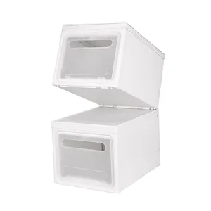Doble tapas de plástico cesta de almacenamiento de plástico de almacenamiento de contenedores para uso en cocina despensa de la habitación