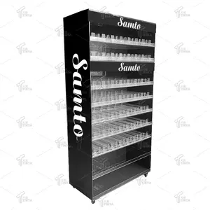 LED Tobacco Shop Display Shelf Tobacco Racks Plastic Smoke Shop Display Fixture Multi-layer Cigarette Rack with Pusher