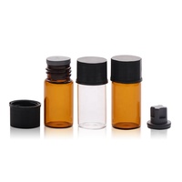Flacons en verre borosilicate transparent brun de 3 ml avec bouchon en caoutchouc et capuchon à vis en plastique pour huile essentielle et sérum de soin de la peau