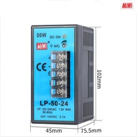 Fuente de Alimentación MiWi LP-50-24 de Montaje en Riel DIN, 50W, 230v CA a 24v CC