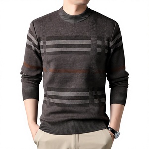 Suéter Casual de Punto para Hombre, Cuello Redondo, Color Marrón, Poliéster, Diseño Sólido, Manga Larga, Estilo Pullover, para Otoño - Product Image 1