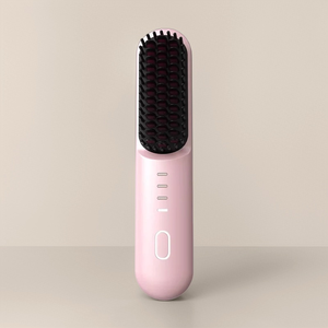 Mini brosse lissante sans fil portable, peigne lissant rechargeable par USB, outil de coiffage deux-en-un pour boucler et lisser les cheveux - Product Image 1