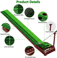 Tapis de putting de golf d'usine avec retour de balle, 2 trous, équipement d'entraînement de mini-golf pour la maison, le bureau, la cour, l'intérieur et l'extérieur