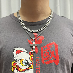 Men's Stainless Steel <b>Cross</b> Pendant Necklace Geometric Design Punk Style Fashion Jewelry 12048 - Product Image 3