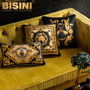 Cojines de respaldo para sala de estar, reposacabezas con borde de terciopelo corto, estilo francés Rococo, cuatro <span class=keywords><strong>abejas</strong></span>, diseño de hiedra arabesca dorada - Product Image 4