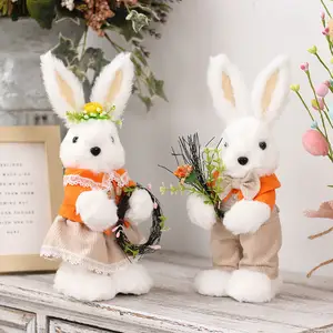 Retail Rabbit Dolls Happy Easter Stuffed Rabbit Dolls Decorative Dolls Easter Ornaments