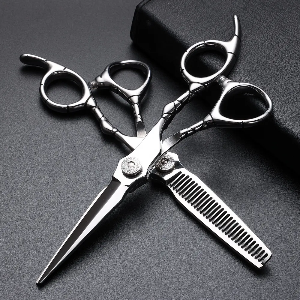 Profesyonel berber saç kesme makası 6 inç paslanmaz çelik Salon inceltme makasları kuaför saç makas profesyonel