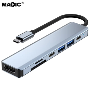 7 trong 1 Hợp kim nhôm Loại C Docking Station USB-C để HDMI <span class=keywords><strong>USB3.0</strong></span> USB2.0 SD TF <span class=keywords><strong>2</strong></span> cổng PD sạc USB Hub - Product Image 1