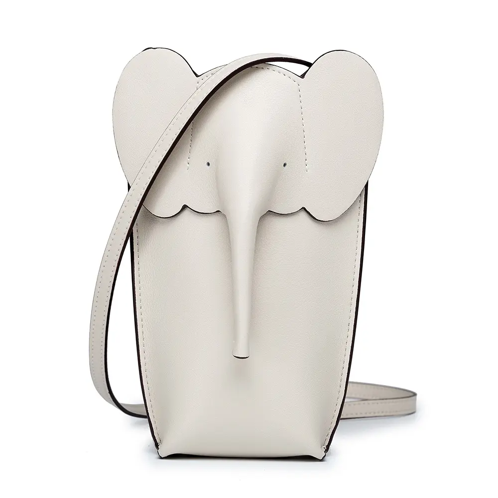 Elephant Genuine Leather Cross body Bag For Cell Phone Fashion Cute Long Wallet Handbag