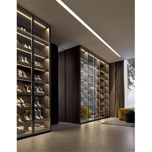 Bedroom <strong>Furniture</strong> Glass Doors <strong>LED</strong> <strong>Lights</strong> Walk in Wardrobe Storage Systems Shoe Rack Walk in Closet Shoe Shelves - Product Image 1