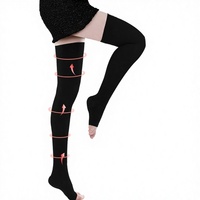Bas de compression de classe 2, 23-32 mmHg, hauteur cuisse, sans couture, respirants, en nylon, avec bande à pois en silicone