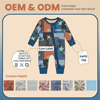 Vêtements pour bébé certifiés Oeko-Tex, faible MOQ, pyjamas pour bébé en bambou personnalisés, motif imprimé, tricot, double fermeture éclair, combinaisons pour bébé, pyjamas pour tout-petits
